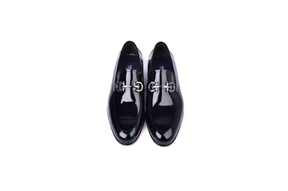 C00012-7260 Formal loafer with silver buckle-Black Patent