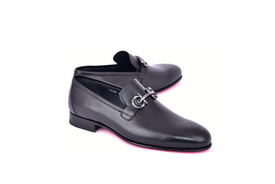C0001201-7260 loafer with silver buckle-Black
