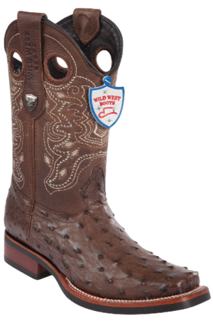 Wild West Botas de Avestruz Horma Rodeo Brown