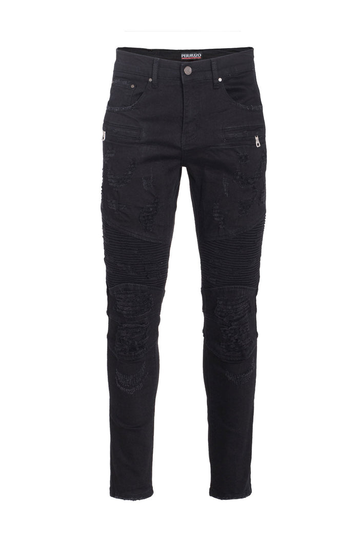 Moto Jeans in Distressed Black