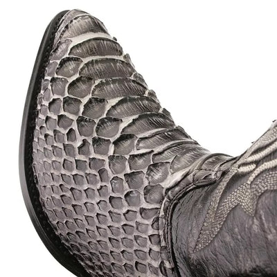 J Toe Cowboy Boots - J Toe Western Boots - Los Altos Rustic Black Python J-Toe Boot 5   - from alligatorwarehouse.com