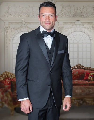 Mens 2 Button Classic Fit Vested Wedding Tuxedo in Black 1 RL-0950  - from alligatorwarehouse.com