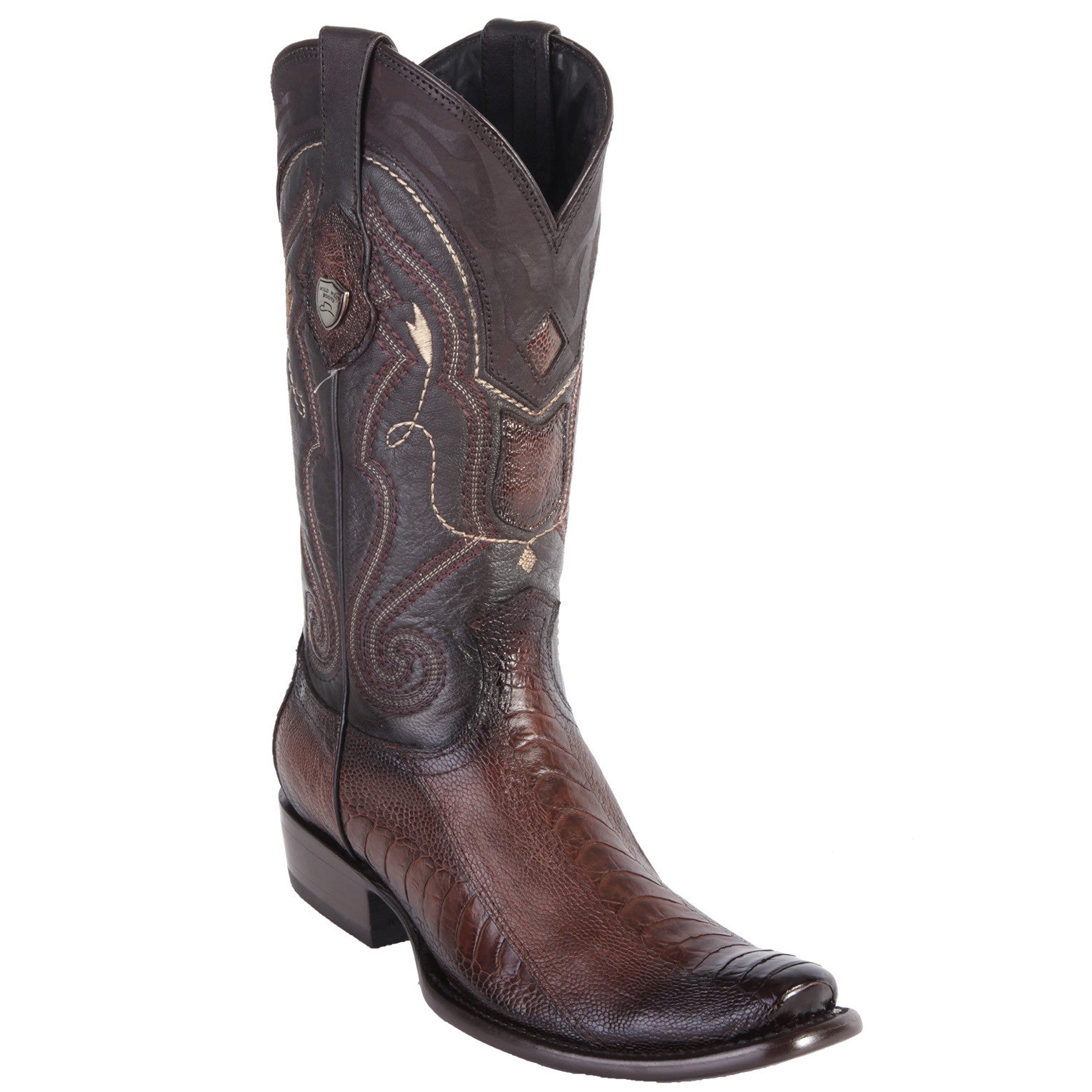 Wild West Brown Ostrich Leg Mens Cowboy Boots Dubai Toe