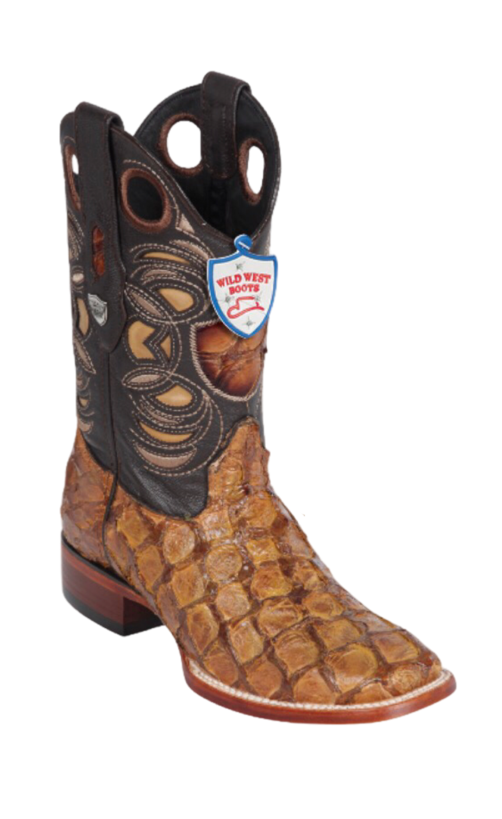 Bota de Pirarucu Original Horma Punta Cuadrada Wild West