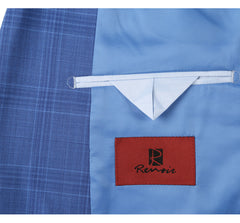 293-10 Men's 2-Piece Slim Fit Windowpane Check Dress Stretch Suit