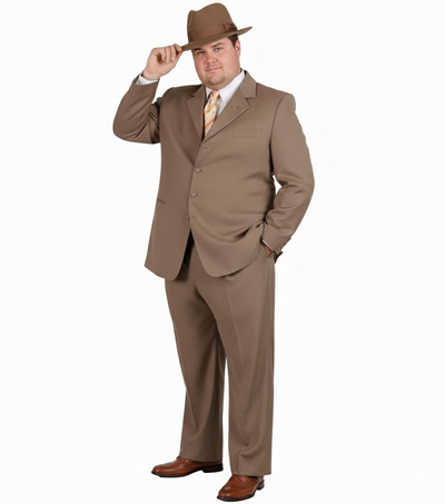 Men’s 1920s Tan Zoot Suit with Fedora Hat and Wingtip Shoes – Vintage Gangster 3-Piece Long Jacket Suit 7   - from alligatorwarehouse.com