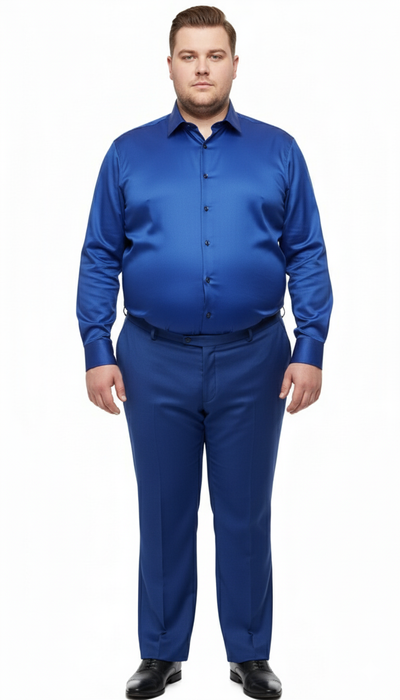 Men’s Royal Blue Satin Dress Shirt – Luxury Long Sleeve Formal Shirt for Parties, Weddings, and Business Wear 2   - from alligatorwarehouse.com