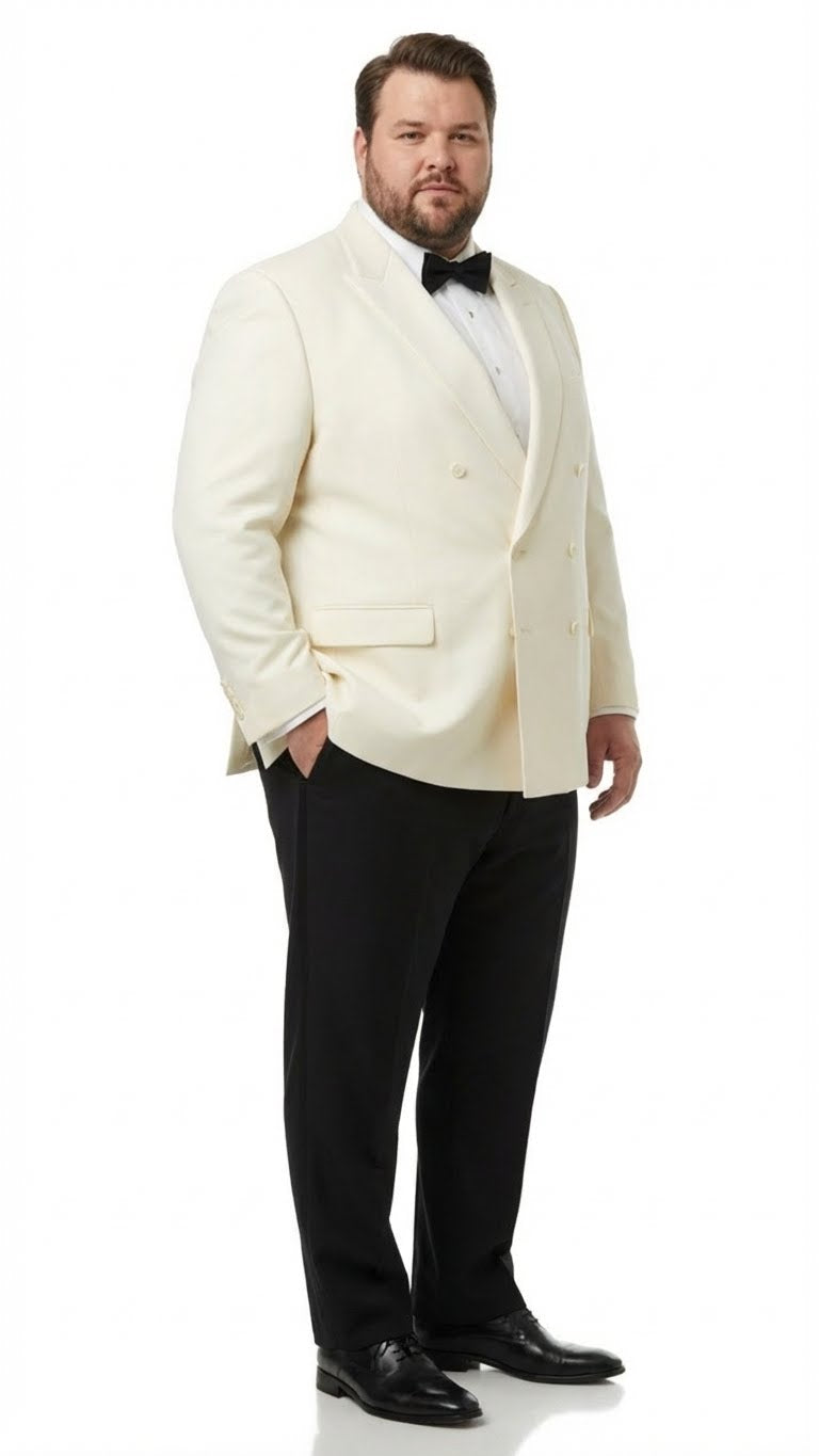 Men’s Ivory Double-Breasted Shawl Lapel Tuxedo Jacket | Premium Formal Dinner Jacket for Weddings and Black-Tie Events