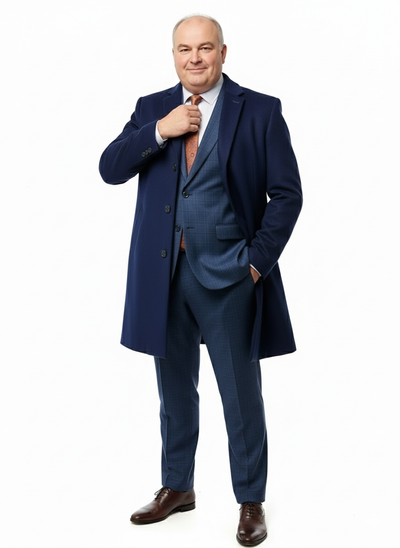 Mens Cobalt Blue Wool and Cashmere Car Coat Overcoat – Classic Winter Topcoat for Indigo Saphire Color (light Navy Dark Royal) 7   - from alligatorwarehouse.com