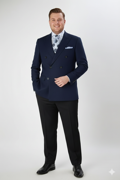 Men’s Navy Blue Double-Breasted Blazer - Suit Jacket – Premium Tailored Fit Formal Wedding and Business Sport Coat 7   - from alligatorwarehouse.com