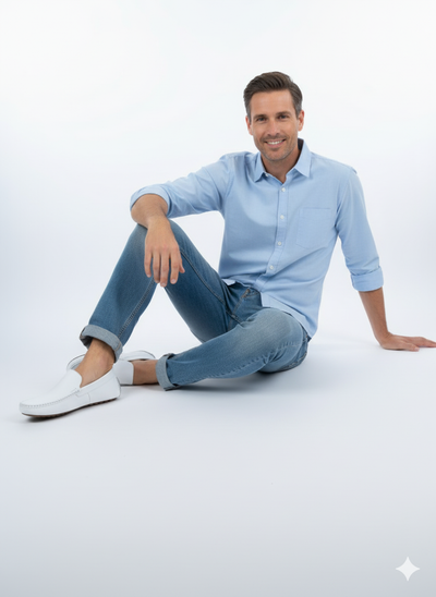 Men’s Mundo White Leather Loafers – Classic Slip-On Dress Shoes for Casual and Formal Wear 2   - from alligatorwarehouse.com