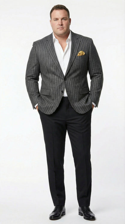 Mens Charcoal Pinstripe Blazer – Classic Tailored Formal Jacket for Business, Office and Evening Wear