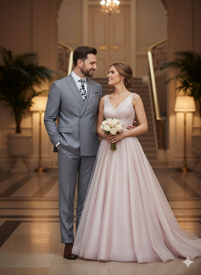 Mens Grey Tone on Tone Double-Breasted Suit – Classic Slim Fit 2 Piece Formal Business Gray Shadow Stripe 7   - from alligatorwarehouse.com