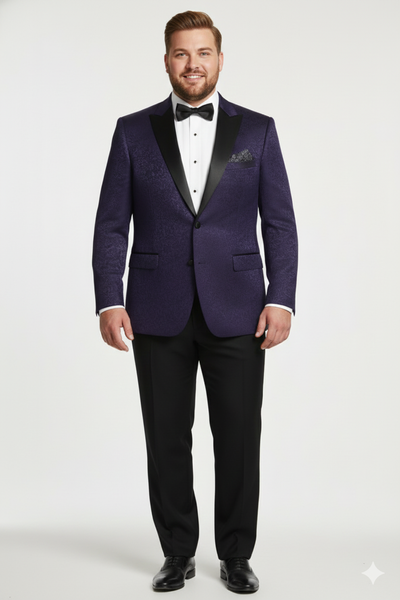 Men’s Purple Paisley Tuxedo Jacket – Ultra Slim Fit Dinner Blazer with Black Satin Peak Lapel 7   - from alligatorwarehouse.com