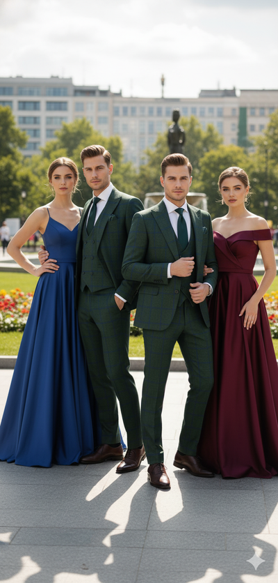 Men’s Green Plaid 3-Piece Suit – Classic Check Slim Fit Suit for Weddings, Church, and Formal By Rossiman 2   - from alligatorwarehouse.com