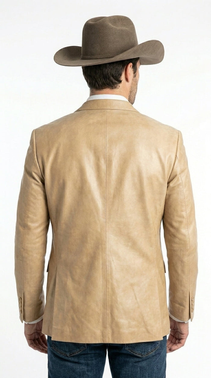 Men’s Champagne Gold Western Blazer, Formal Cowboy Wedding Ranch Sport Coat Jacket tan beige color sheen sharkskin fabric