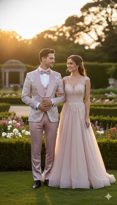 Men’s Light Pink Dusty Rose -  Floral Tuxedo Suit – Luxury Satin Shawl Lapel 3-Piece Formal Wedding and Prom Suit in Blush Mauve color 7   - from alligatorwarehouse.com