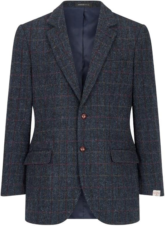 Walker and Hawkes Harris Tweed Blakemore Blazer for Men - Hand-Woven Wool Tweed Jacket with Polyester Lining, Regular Fit