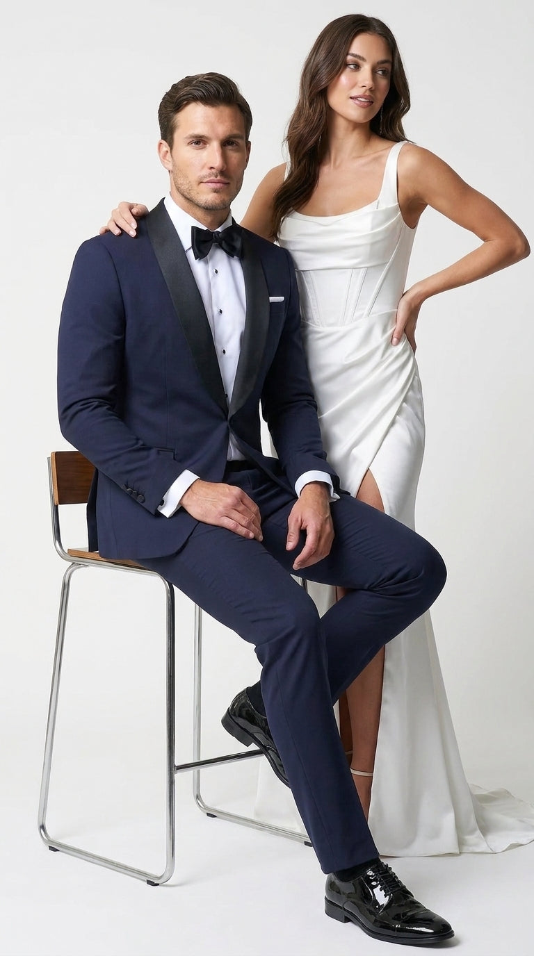Men’s Father of the Bride Tuxedo Suit – Shawl Lapel Wedding Suit in Black, Navy or Hunter Green