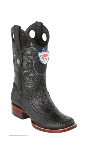 Wild West Botas de Avestruz Horma Dubai Toe Black