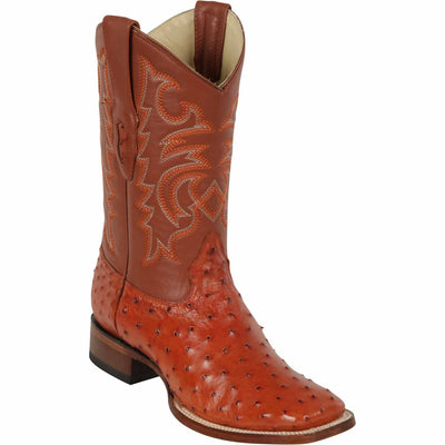 Men's Los Altos Ostrich Skin Wide Square Toe Boots - B 3 LAB-8220354-060  - from alligatorwarehouse.com