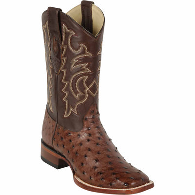 Men's Los Altos Ostrich Skin Wide Square Toe Boots - B 4 LAB-8220354-060  - from alligatorwarehouse.com