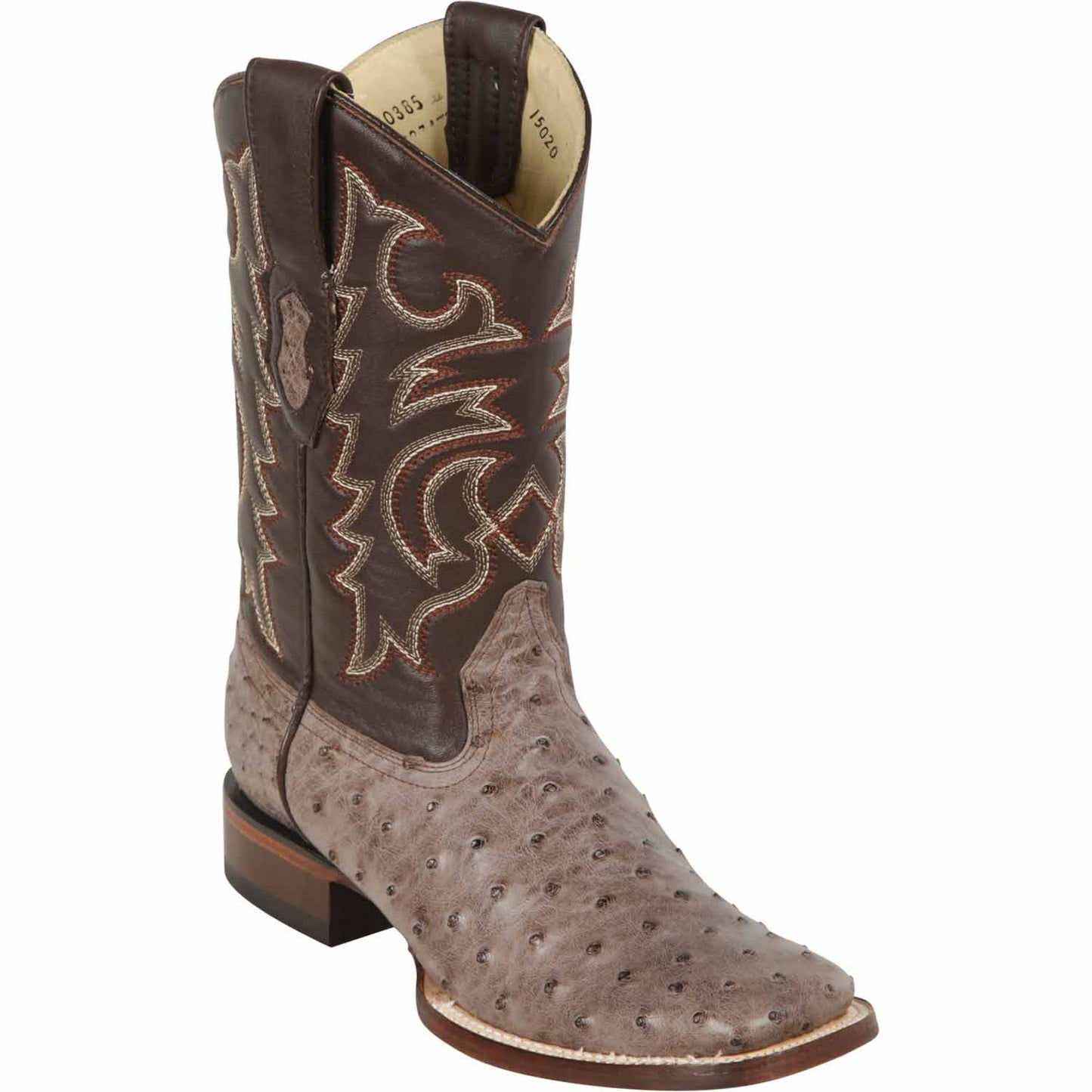 Men's Los Altos Ostrich Skin Wide Square Toe Boots -A