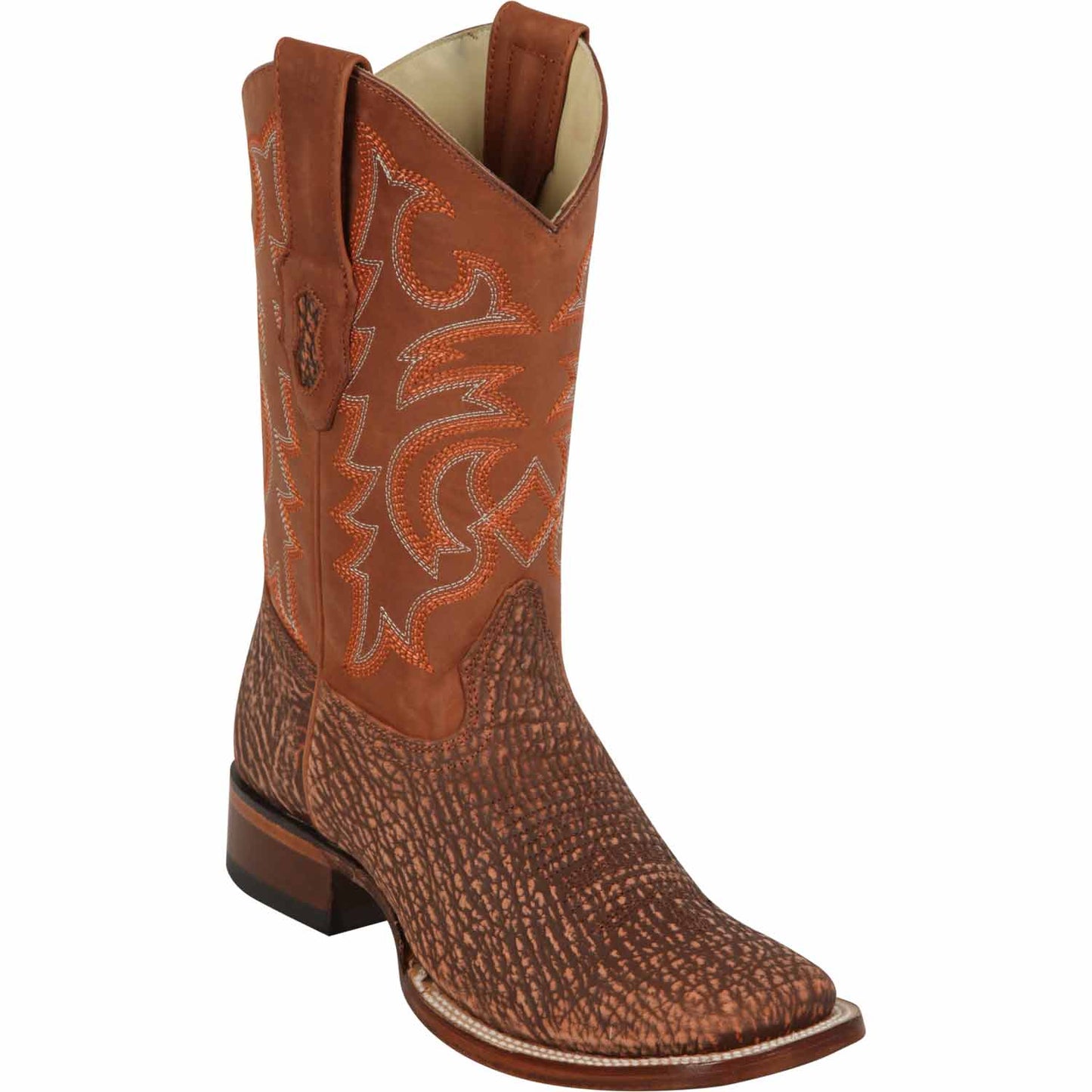 Men’s Los Altos Grey and Black Shark Skin Wide Square Toe Cowboy Boots, Exotic Western Dress Boots