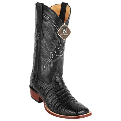 Men's King Exotic Wide Square Toe Caiman Belly Boots Handcrafted Black (48228205-2) 1   - from alligatorwarehouse.com