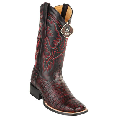 Men's King Exotic Wide Square Toe Caiman Belly Boots Handcrafted Black Cherry (48228218-2) 1   - from alligatorwarehouse.com