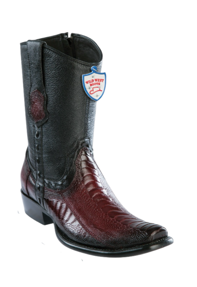 Wild West Botas de Pata de Avestruz Horma Dubai Toe Faded Burgundy 1   - from alligatorwarehouse.com