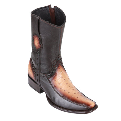 King Exotic Men's Ostrich & Deer Boots Faded Oryx - H79BF Dubai Toe 1 -01  - from alligatorwarehouse.com