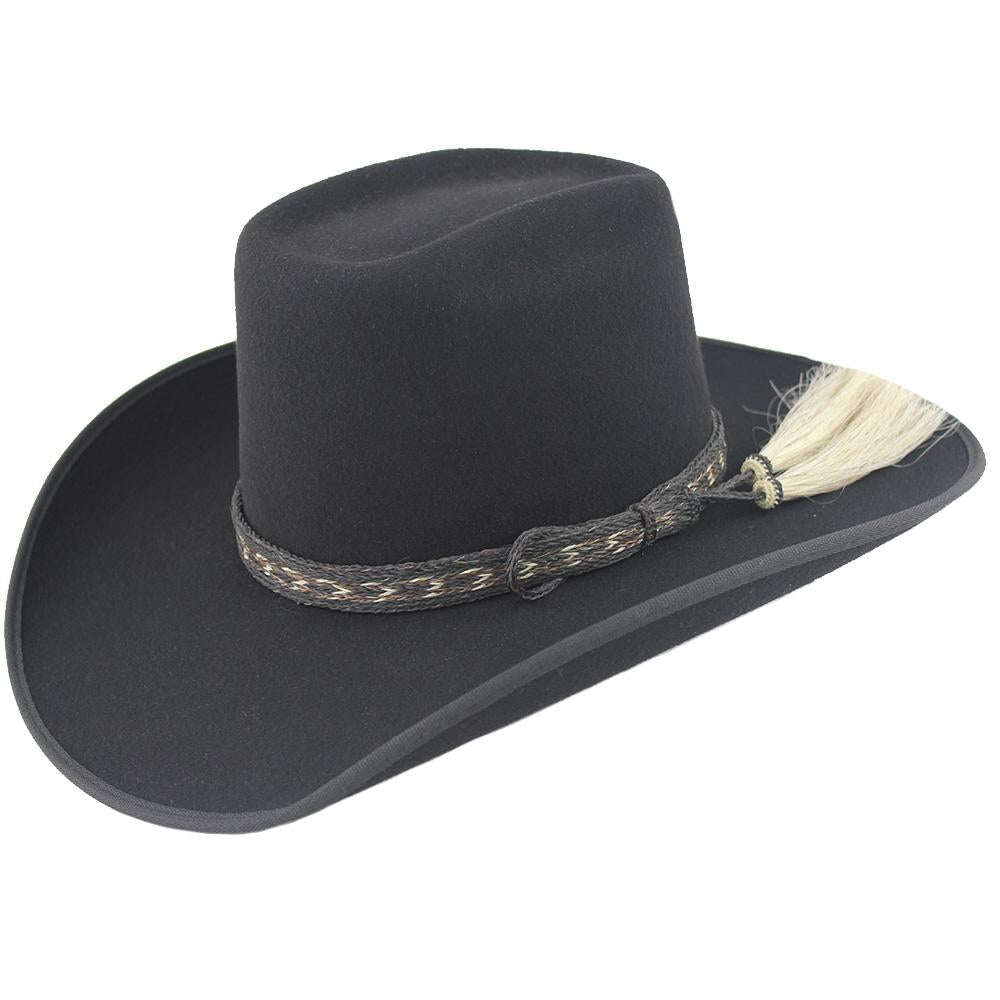Cuernos Chuecos Black 6X Brick Crown Felt Hat With Horsehair Band