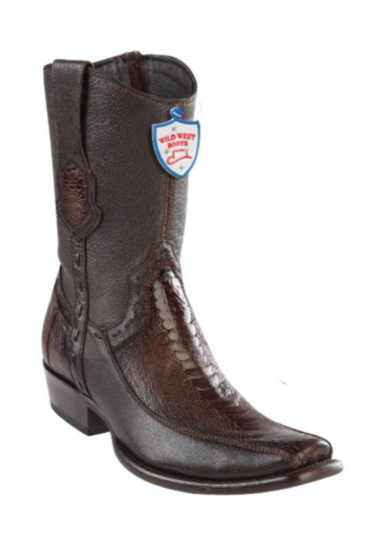 Wild West Botas de Pata de Avestruz Horma Dubai Toe Faded Brown 1   - from alligatorwarehouse.com