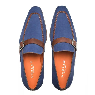 Mezlan  Men's Navy/Cognac Nubuck & Calfskin Loafer 4   - from alligatorwarehouse.com