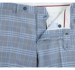 293-3 Men's 2-Piece Slim Fit Notch Lapel Stretch Windowpane Suit