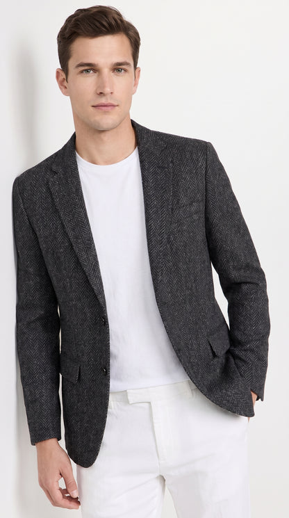 Men’s Navy Blue Velvet Tuxedo Jacket – Two Button Peak Lapel Wedding & Prom Dinner Blazer