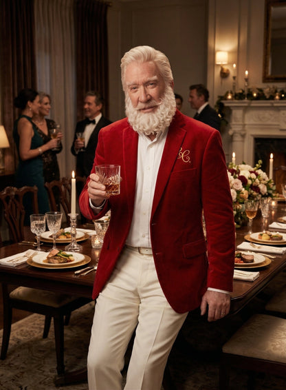 Men’s Red Velvet Blazer Santa Clauses Tim Allen Inspired Jacket – Festive Christmas Party Blazer, Holiday Costume Jacket Christmas New Year