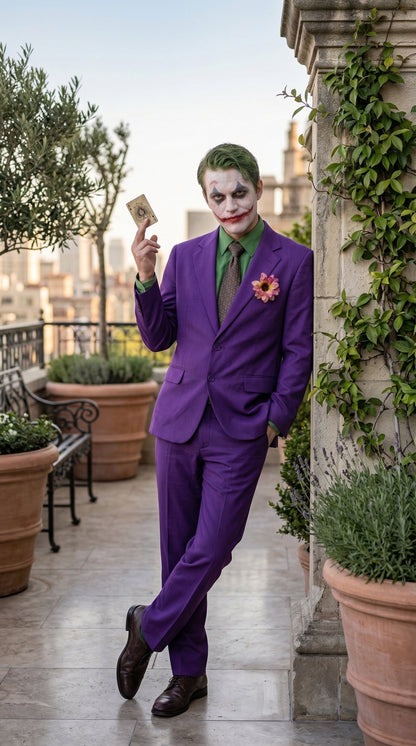 Men’s Purple Joker Blazer Dark Knight Inspired Jacket – Classic Villain Style Party Blazer, Halloween Costume Suit Jacket, Stylish Themed Wear