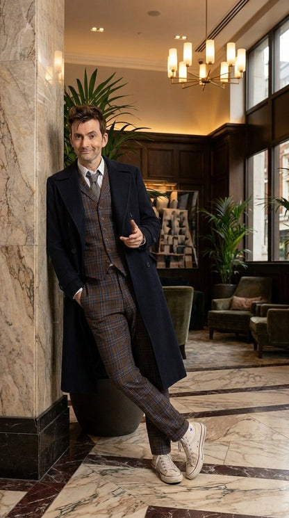 Men’s Black Long Overcoat – Doctor Who Fourteenth Doctor David Tennant Inspired Costume Coat