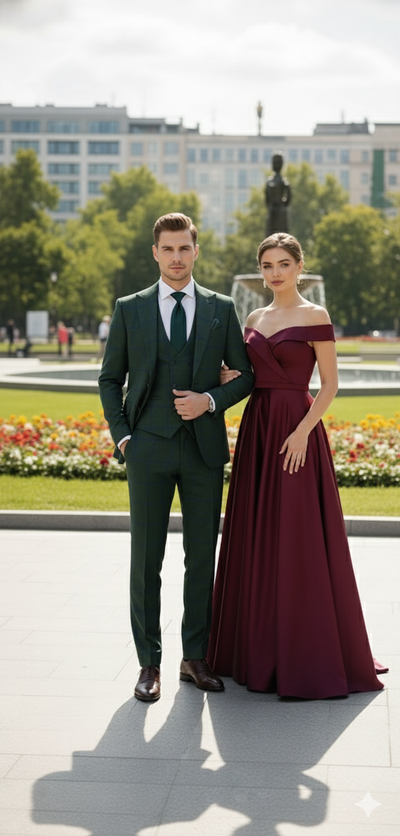 Men’s Green Plaid 3-Piece Suit – Classic Check Slim Fit Suit for Weddings, Church, and Formal By Rossiman 1   - from alligatorwarehouse.com