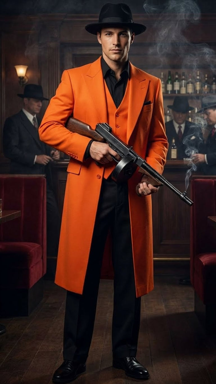 Men’s halloween Costume Orange Long Zoot Suit Set