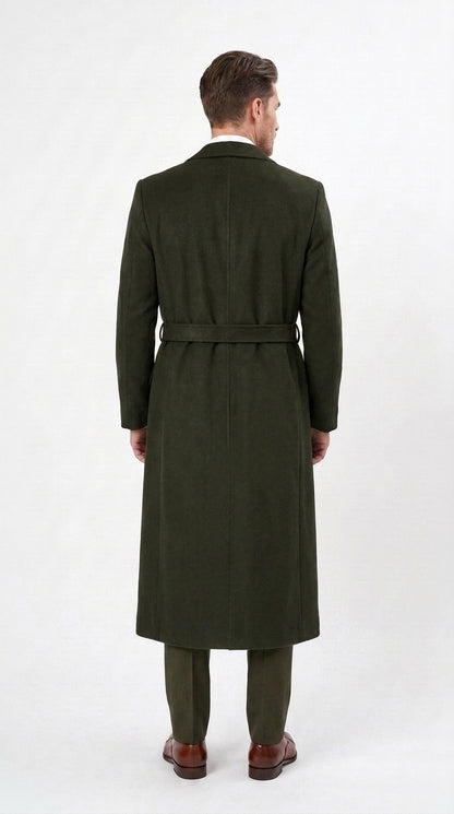 Men’s Blade Runner K Inspired Olive Green Wool Duster Coat – Long Vintage Sci-Fi Overcoat