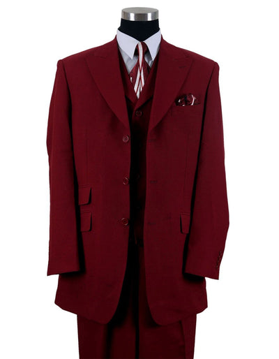Mens 3 Button Peak Lapel Fashion Suit in Burgundy 1 2F-5877  - from alligatorwarehouse.com