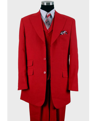 Mens 3 Button Peak Lapel Fashion Suit in Red 1 KT-5401  - from alligatorwarehouse.com