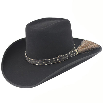 Cuernos Chuecos Black 6X Brick Crown Felt Hat With Horsehair Band 1 -1  - from alligatorwarehouse.com