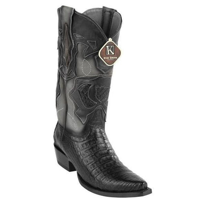 Men's King Exotic Snip Toe Caiman Belly Boots Handcrafted Black (494RD8205) 1   - from alligatorwarehouse.com