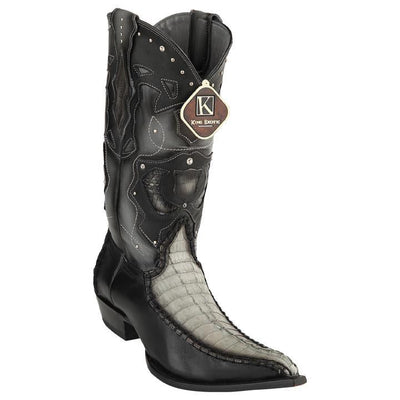Men's King Exotic Boots Genuine Baby Caiman Tail 3x Toe Burnished Gray (495v20109) 1   - from alligatorwarehouse.com