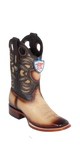 Wild West Botas de Panza de Avestruz Horma Square Toe Faded Orix