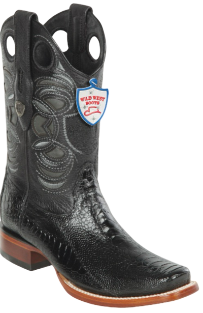 Wild West Botas de Pata de Avestruz Horma Square Toe Black 1   - from alligatorwarehouse.com